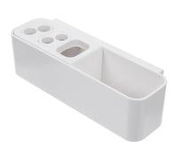 ULDIGI Wall Mounted with Draining Holes Multi-compartment Abs Toothbrush Holder White Toothbrush Organiser Holds Electric and Comb for Bathroom Or Laundry Storage