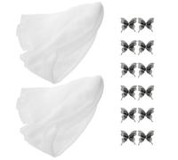 ULDIGI White Sheer Curtains 132x213cm 2 Panels Rod Pocket Translucent Voile Drapes Light Filtering Window Panels for Living Room Bedroom with 6 Black Butterfly Tiebacks