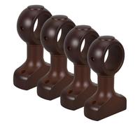 ULDIGI Wood Rod Brackets 4Pcs Wall-Mounted Single Hole Supports for 35Mm Curtain Rods Deep Brown, Ceiling Pole Holders for Roman Curtains in Home and Office