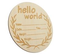 ULDIGI Wooden Arrival Sign Round Birth Commemorative Name Sign Keepsake for Newborn Welcome Home Decor