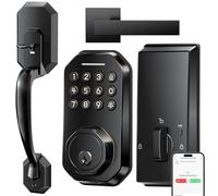 Ulecoce WiFi Smart Door Lock for Front Door, Keyless Entry Door Lock with App Control, Front Door Lock Set, Keypad Deadbolt with Handle Set, 5 Keys, Auto-Lock ＆ One-Touch Lock, One-time Codes, Black