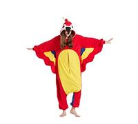 ULEEMARK Unisex Animal Onesies Novelty Pyjamas Nightwear Halloween Homewear Onepiece Cosplay Costume Loungewear S-Red parrot