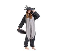 ULEEMARK Unisex Animal Onesies Novelty Pyjamas Nightwear Halloween Homewear Onepiece Cosplay Costume Loungewear S-Black-axolotl