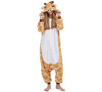ULEEMARK Women's Adult Pajamas Unisex Animal Onesies Novelty Pyjamas Nightwear Halloween Homewear Cosplay Costume Loungewear Onepiece Giraffe L(168-177CM)