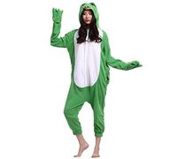 ULEEMARK Women's Adult Pajamas Unisex Animal Onesies Novelty Pyjamas Nightwear Halloween Homewear Cosplay Costume Loungewear Onepiece, Green Frog S(148-155CM)