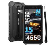 Ulefone RugKing 2 Pro AI 4G Rugged Smartphone,110LM Flashlight,4550mAh 10W,8GB+128GB/2TB Android 15 Rugged Phone,5.45" HD+90Hz,13MP+5MP Mobile Phones,Widevine L1/NFC/Face ID/OTG/3 Card Slot (Black)