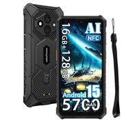 Ulefone RugKing 3 Pro AI 4G Rugged Smartphone,120LM Flashlight,5700mAh 10W,16GB+128GB/2TB Android 15 Rugged Phone,48MP+8MP,6.56" HD+120Hz Mobile Phones,Widevine L1/NFC/3 Card Slot/Face ID/OTG (Black)