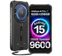 Ulefone RugKing Rugged Smartphone, 16GB+256GB/2TB TF, 9600mAh Dock Charging, 126dB Speaker, Android 15, 50MP Waterproof Camera, 5.99 inch IP68 Outdoor Armor Mobile Phone Unlocked, 4G 3-Card Slot NFC