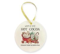 ULEGIE Hot Cocoa Coffee Christmas Ornaments, Vintage Coffee Xmas Hanging Ornaments for Xmas Tree Party Holiday Vacation Decorations, Hot Cocoa Christmas Decorations, 2.87x2.87in
