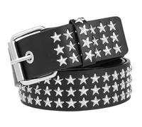 Ulekuke Metal Punk Rock Rivet Studded Belt for Women Men, Gothic Belt with Bright Pyramid Studs, Black Star, One Size