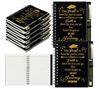 ULELE 10Sets-20Pcs Graduation Gifts 2026 Bulk Inspirational Spiral Journal with Black Gold Motivational Pen Kraft Notebooks Ballpoint Pens Class of 2026 College High School Student Leavers Presents