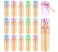 ULELE 16 Pack Mini Drawing Colored Pencils With Sharpener - 3.3inch Short Fat Color Pencils in Tube for Adult Coloring Books, Kids Classroom School Drawing