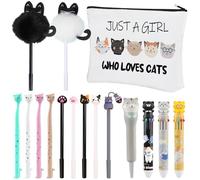 ULELE 16 Pcs Cute Cat Stationery Set Cute Cat Themed Gifts Cat Pen Bag Kawaii Cat Gel Pens Sticky Notes for Kids Cat Lovers Stationery School Office Supplies(Classic Style)