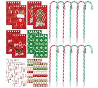ULELE 24 Pcs Christmas Candy Cane Mini Spiral Notebook Umbrella Candy Cane Pen Novelty Xmas Notepads Ballpoint Pen Holiday Candy Cane Party Favors School Reward Goodie Bag Stuffer Stationery Supplies
