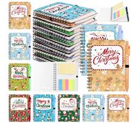 ULELE 24 Pcs Christmas Notebooks with Pens Multi-Colored Xmas Spiral Pocket Notepads Christmas Notebook with Sticky Note Colorful Ballpoint Pen Christmas Gifts for Employee Coworkers Staff Teacher