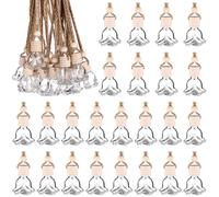 ULELE 30 Pcs 8ml Hanging Car Air Freshener Diffuser Rose Shape Empty Clear Glass Essential Diffuser Oil Aromatherapy Fragrance Perfume Pendant Car Air Freshener Perfume Bottle for Car Home Office