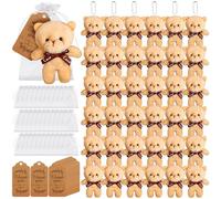 ULELE 36 Set Tiny Plush Bear Mini Bear Stuffed Animal Mini Bear Doll Toys with Thank You Kraft Tags and Organza Bag Little Bear Toys for DIY Keychain Birthday Baby Shower Favors Xmas Party Supplies