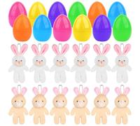 ULELE 48 Pcs Filled Easter Eggs with Mini Plush Bunnies 6.3" Plush Colorful Plastic Eggs for Party Favors, Egg Hunt & Birthday Gifts | Basket Fillers, Farm Rabbit Surprise (Assorted Designs)