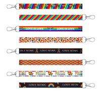 ULELE 48 Pcs Rainbow Pride Lanyard Keychains Bulk LGBTQ Gifts with Metal Hook Colorful Rainbow Flag Key Rings for Badge Holder ID Card Gay Lesbian Pride Parades Accessories