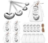 ULELE 5 Sets Heart Shaped Measuring Spoon Stainless Steel Measure Spoons with Thank You Card & Organza Bag for Bridal Shower Wedding Favors Spice Baking Spoon Tea Spoons for Guests Birthday Party Gift