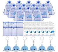 ULELE 6 Sets Handmade Crochet Whale Knitted Whale Keyring Gifts Mini Blue Crochet Whales Keychain with Inspirational Cards Organza Bags Emotional Support Gift Apperciation Gifts for Employee Coworker