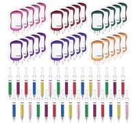 ULELE 60 Pcs Syringe Pens Set 30 Retractable Fun Nurse Pens 30 Blood Bag Sticky Notes Multi Color Novelty Ballpoint Pens Unique Nurse Sticky Notes for Nurses Doctor Play Pretend Halloween Party Favor