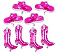 ULELE 8Pcs Western Boot and Hat Foil Balloons Pink - Cowgirl Party Decorations for Last Rodeo Hen Birthday Favors and Supplies