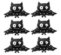 ULEMONDEE 6PCS Halloween Foil Balloons Reusable Mylar Balloons Ghost Skull Balloon For Halloween Party Bar Decoration (Black Bat Syle)