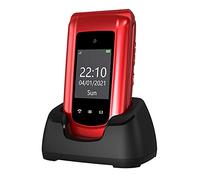 uleway Big Button Mobile Phone for Elderly, Sim Free Unlocked Senior Flip Phones, Easy to Use Basic Cell Phone with 2.4" LCD Display, SOS Button, Torch, FM Radio, 1000mAh Battery, Charging Dock(Red)
