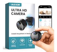 ULEXOR 4K Mini Indoor Security Camera with Magnetic Mount, 2.4/5 GHz Wi-Fi, AI Human Detection, Night Vision, Rechargeable Battery, Free Cloud Storage, microSD Compatible