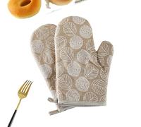 ULEZUAR oven gloves 2 Pieces Thick Heat Resistant Gloves, Microwave Oven Gloves, Anti-scalding Printed Gloves Kitchen Baking Oven Gloves-khaki