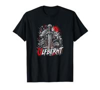 Ulfberht Viking Sword Wolf Norse Runes Red Moon T-Shirt