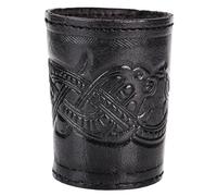 Ulfberth - Viking Dice Cup with Dragon Motif, Genuine Leather, Medieval Leather Cup, LARP, Reenactment (Black Jelling Style)
