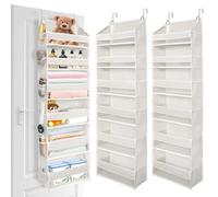 ULG 2 Pack Over The Door Organizer with 6 Large Pockets 12 Side Pockets, 50lbs Weight Capacity Door Hanging Organizer for Bedroom, Bathroom, Pantry, Nursery Storage, Beige