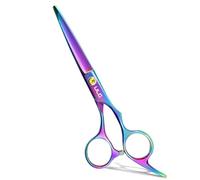 ULG Hair Cutting Scissors, Professional Hair Scissors 16.5 cm Right-Hand Razor Edge Barber Shears Salon Hair Cutting Shears Made of Japanese Stainless Steel, Hand Sharpened Rainbow