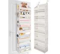 ULG Over The Door Organizer with 6 Large Pockets 12 Side Pockets, 50lbs Weight Capacity Door Hanging Organizer for Bedroom, Bathroom, Pantry, Nursery Storage, Beige