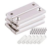 ULIBERMAG Magnetpro 6 Pcs Rectangle Magnets 22kg Kraft 40 x 13.5 x 5mm with Counterparts and Counterpart Hole Counterpart and Industrial Pot Magnet with Screws