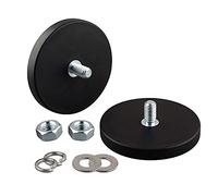 Ulibermagnet, 2 Pack, Round Anti Scratch Magnets, 27 kg, Neodymium Rubber Coating, M8 Male Thread Stud, Strong Magnetic Holder for Lighting, Camera, Tools and Equipment
