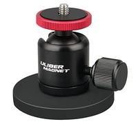 ULIBERMAGNET 60lb Magnetic Camera Mounting Base with Mini Ball Head, Super Strong Rubber Coating Neodymium Magnet with 1/4’’-20 Male Thread Stud for Security Camera.