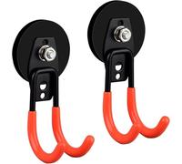 ULIBERMAGNET Garage Strong Magnetic Hooks, 2 Pack Heavy Duty Large J Hooks with Magnet, Non-Slip Coating - Magnetic Hooks for Garden Tools, Ropes, Drills