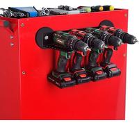 ULIBERMAGNET Power Tool Organiser, Utility Storage Rack Shelf with Screwdriver Holder, Wall Mount Heavy Duty Battery Drill Holder, Removable Tool Rack, Suitable for Garage, Workshop and Warehouse