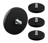 ULIBERMAGNET Scratch-Resistant Round Magnets 27 kg Neodymium Rubber Coated with M8 Threaded Bolts, Strong Magnetic Holder for Lighting, Camera, Tools and Equipment (4 Pieces)