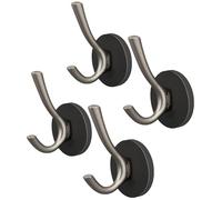 ULIBERMAGNET Strong Magnetic Double Hooks, 4-Pack Heavy Duty Heavy Duty Coat Magnetic Hooks, Rubber Magnets Large Hooks for Coat, Robe, Towel, Key Hat (Colour)