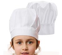Ulife Mall 2PCS Chef Hat for Kids Adjustable Elastic Children Chef Cap Comfortable Boys Girls Uniform Cap for Cooking Baking Party School Home