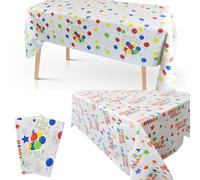 Ulife Mall 2PCS Disposable Birthday Party Table cloth Plastic Tablecloth, Rainbow Polka Dots Waterproof Rectangular Tablecover for Halloween, Wedding, Picnic, Party Home Table Decorations 137x274cm