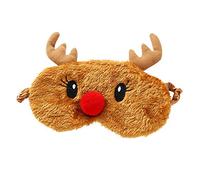 Ulife Mall Christmas Reindeer Cute Rudolph Eye Mask for Sleeping Soft Fluffy Blindfold Sleep Mask 3D Animal Novelty Breathable Eye Cover for Kids Girls Boys Women Night Nap Travel Meditation - Brown