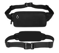 ULIFEBETTER Slim Running Belt for Women & Men, Fanny Pack Running Pouch Belt Small Fanny Pack Black Belt Bag Lightweight Black Fanny Pack Water Resistance Running Essentials (7.9 x 3.1 Inches), Black,