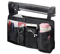 UlifeBetter Wheelchair Side Bag with Cup Holder Wheelchair Accessories Armrest Bags Storage Pouch for Wheelchair/Rollator/Walker/Electric Scooter Ideal Elderly Accessories & Gift (Dark Black)
