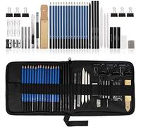 Ulifeme Sketch Drawing Pencil Set, 50pcs Sketching Pencils Art Supplies Kit, Charcoal Pencils, Graphite Pencils, Eraser, Drawing Tools for Artist, Beginners, Children & Adults, Black Canvas Bag Packed