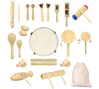 Ulifeme Wooden Musical Instruments, 27pcs Percussion Instruments for Baby, Kids and Toddler, Children's Pure Wood Toys Set, Premium Percussion Rhythm Kit, Girls and Boys Gift, Pure Cotton Bag Packed